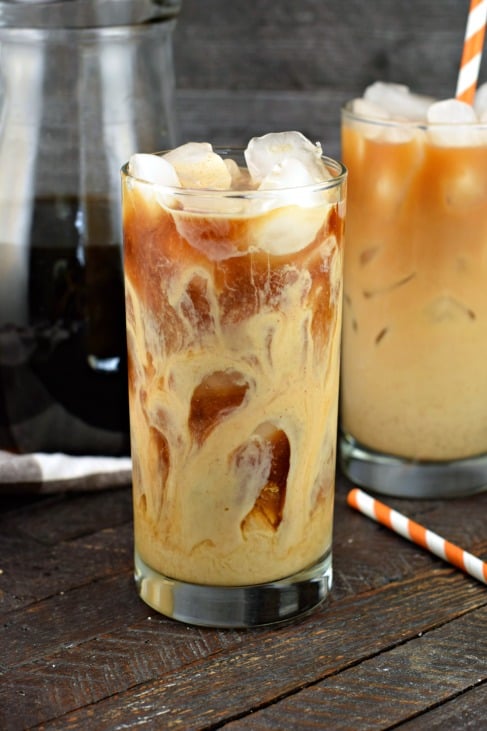 Glass of pumpkin cream cold brew.