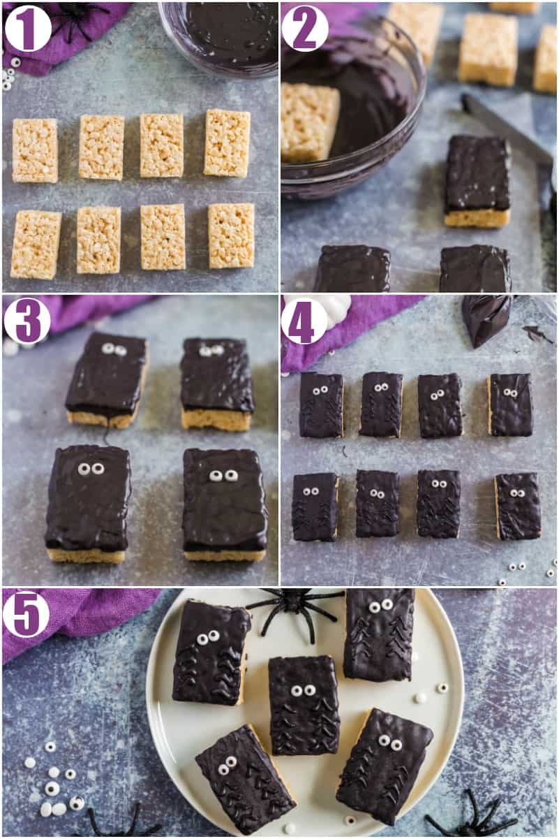 Step by Step how to make spider rice krispie treats