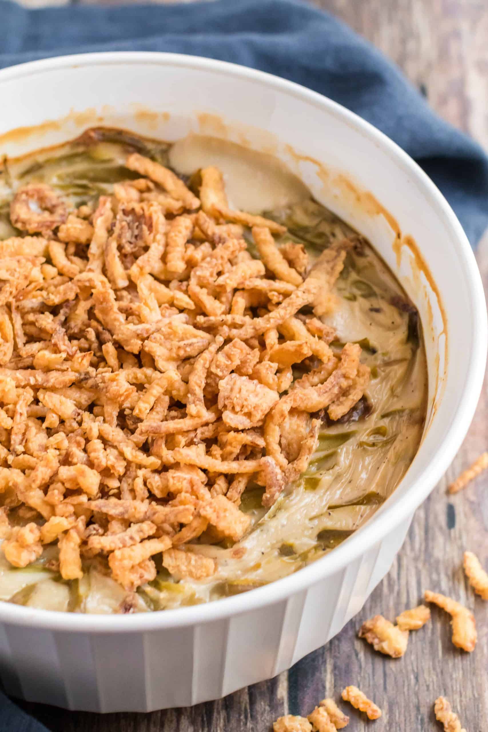 Green Bean Casserole with crispy fried onions