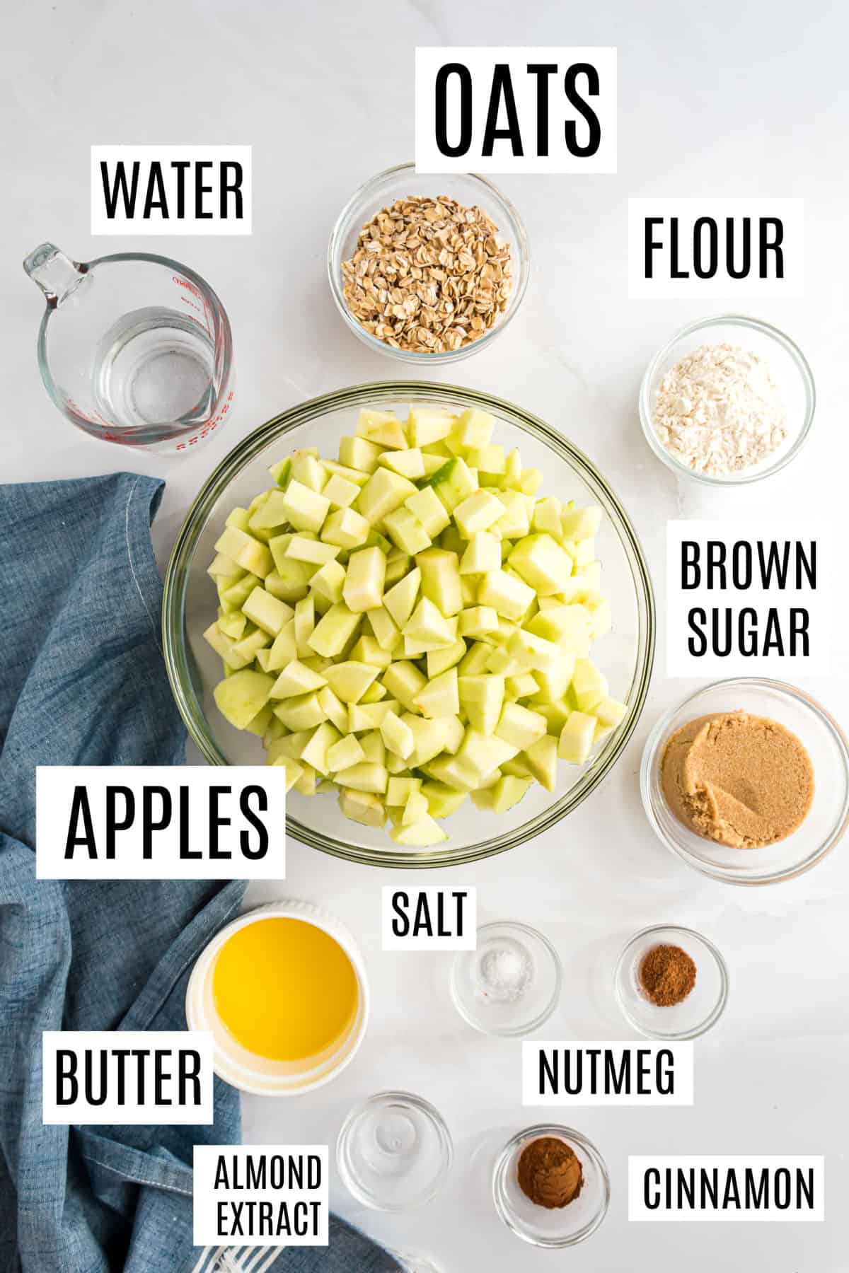 Ingredients needed to make Instant Pot apple crisp.