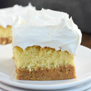 Pumpkin magic cake with three distinct layers.