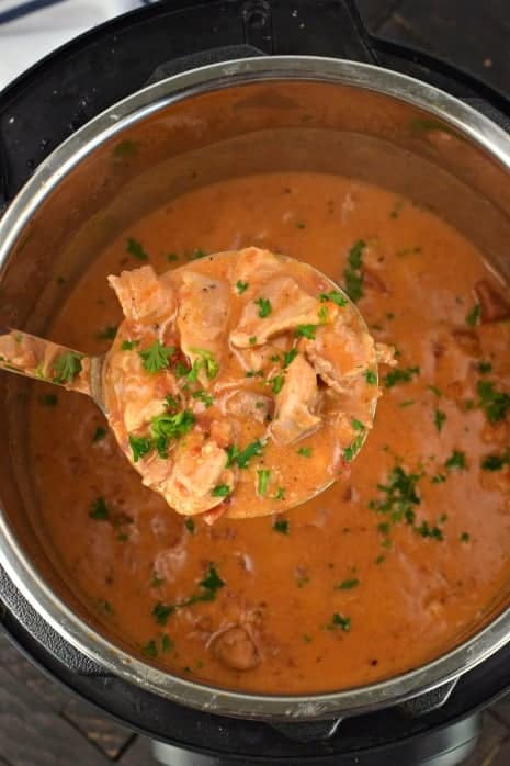 Creamy, flavorful Instant Pot Chicken Paprikash is a delicious comfort food with tangy chicken and sauce. So easy to make, and the stove top recipe is included too.