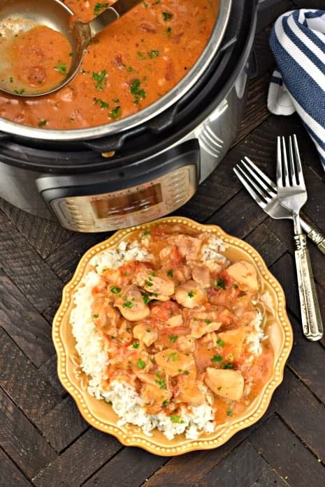 Creamy, flavorful Instant Pot Chicken Paprikash is a delicious comfort food with tangy chicken and sauce. So easy to make, and the stove top recipe is included too.