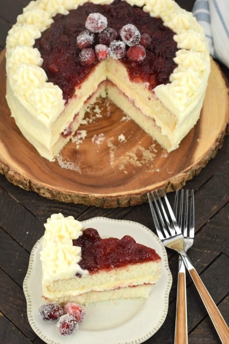 White Cake with Cranberry Filling - Shugary Sweets