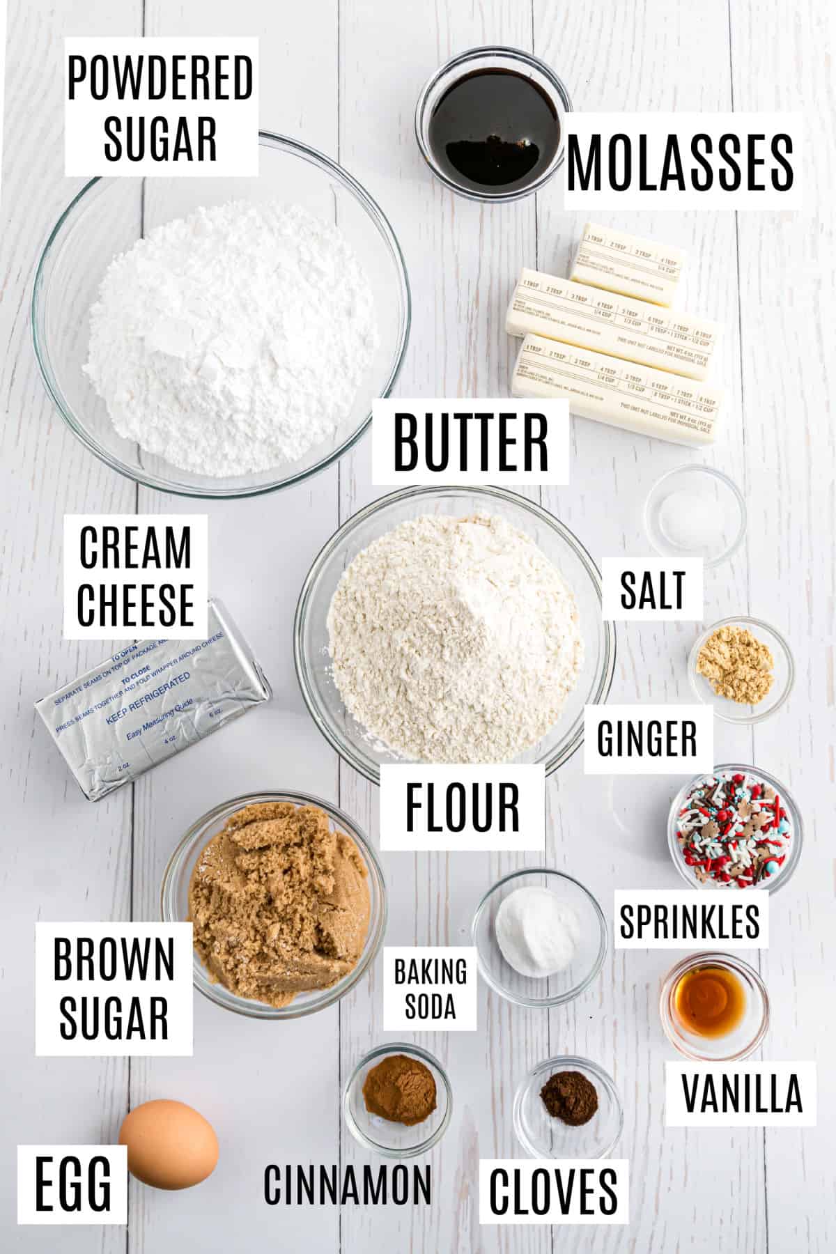 Ingredients needed to make gingerbread bars.