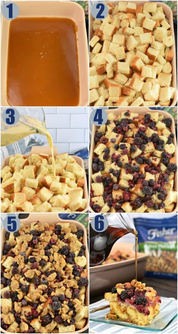 This EASY  Berry Walnut French Toast Casserole recipe is made with Brioche Bread and topped with a sugared walnut and berry mixture for extra flavor! Bake it immediately, or make it ahead and refrigerate overnight. Treat your family to a delicious weekend breakfast!