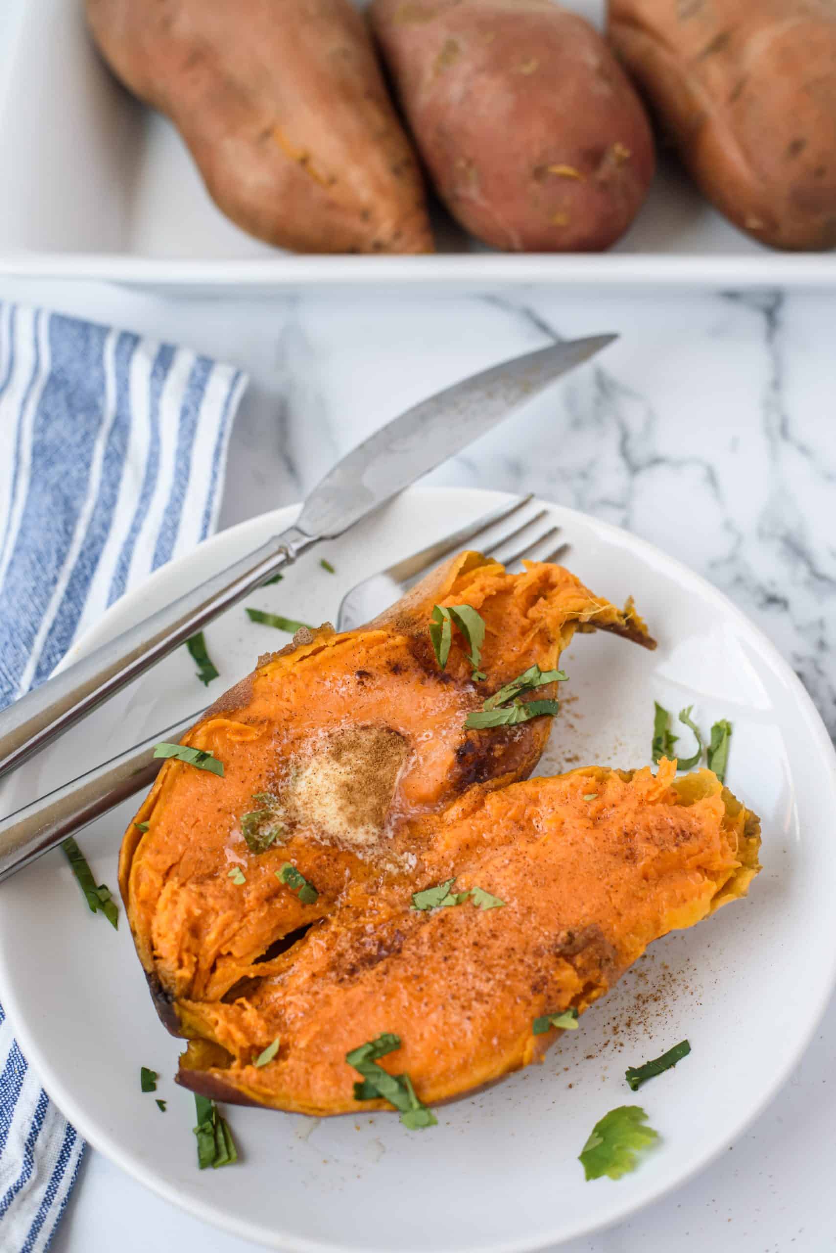 Learn how to make easy and delicious Sweet Potatoes in the Instant Pot. Creamy and perfect, and better than oven baked sweet potatoes!