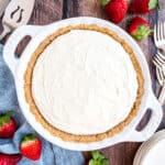 Easy to make with simple ingredients, this No Bake Cheesecake is perfect any time of year. Top with cherry pie filling or fresh berries for more delicious sweetness or enjoy it on its own.