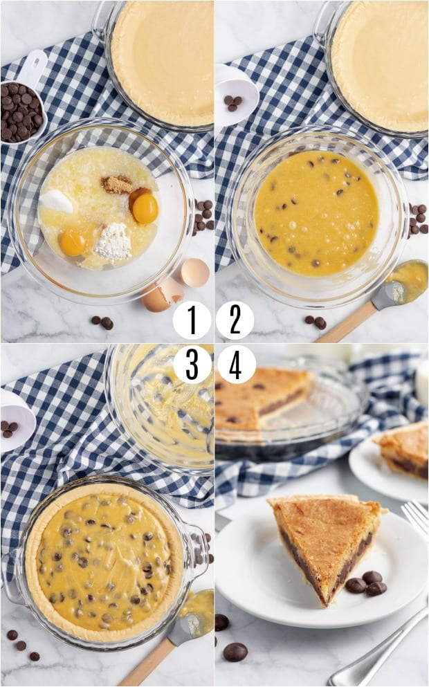 Step by step directions for making Chocolate Chip Cookie Pie recipe.