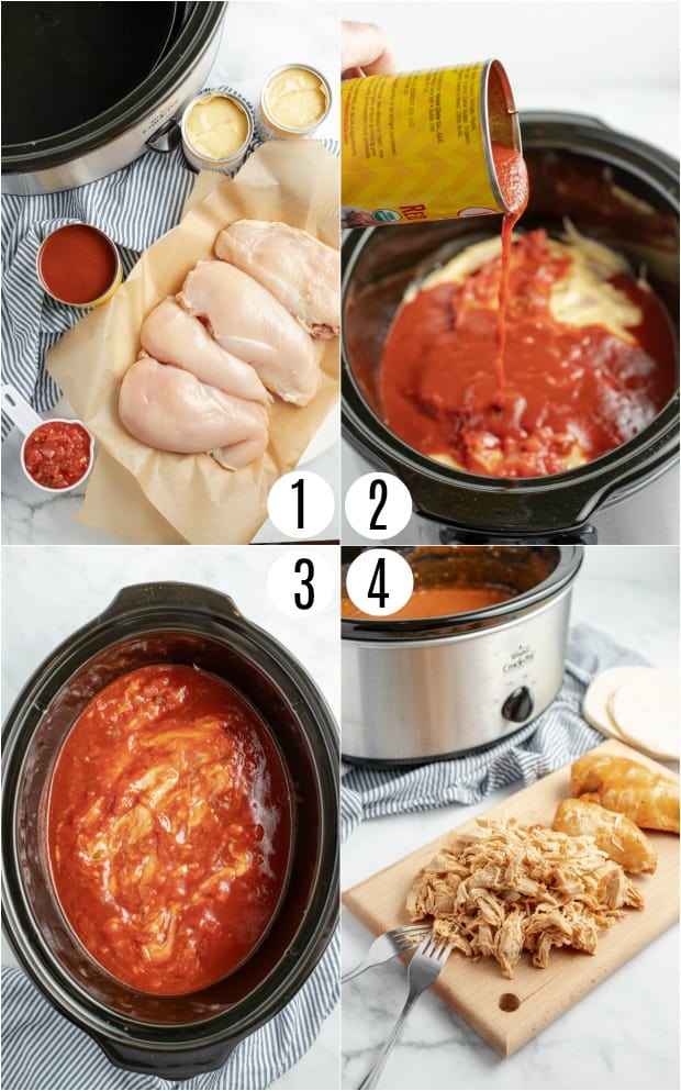 Step by step photos for crockpot enchiladas.