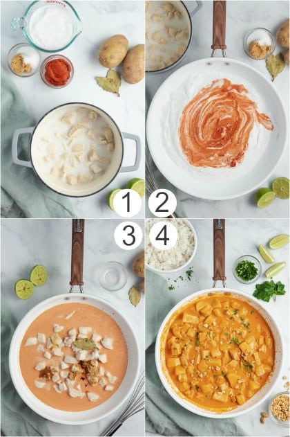 Step by step photos to make thai massaman curry
