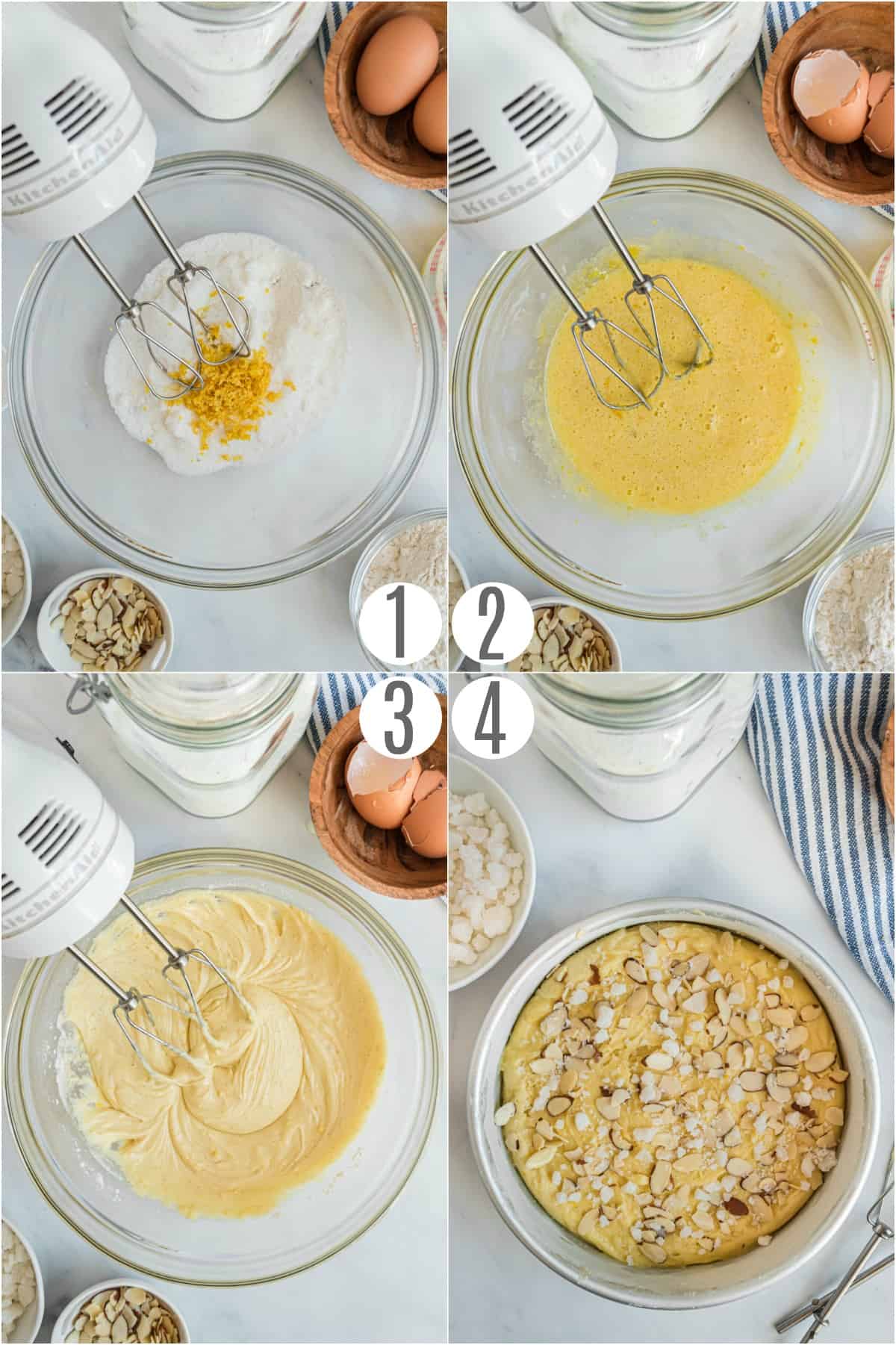 Step by step photos showing how to make swedish almond cake.