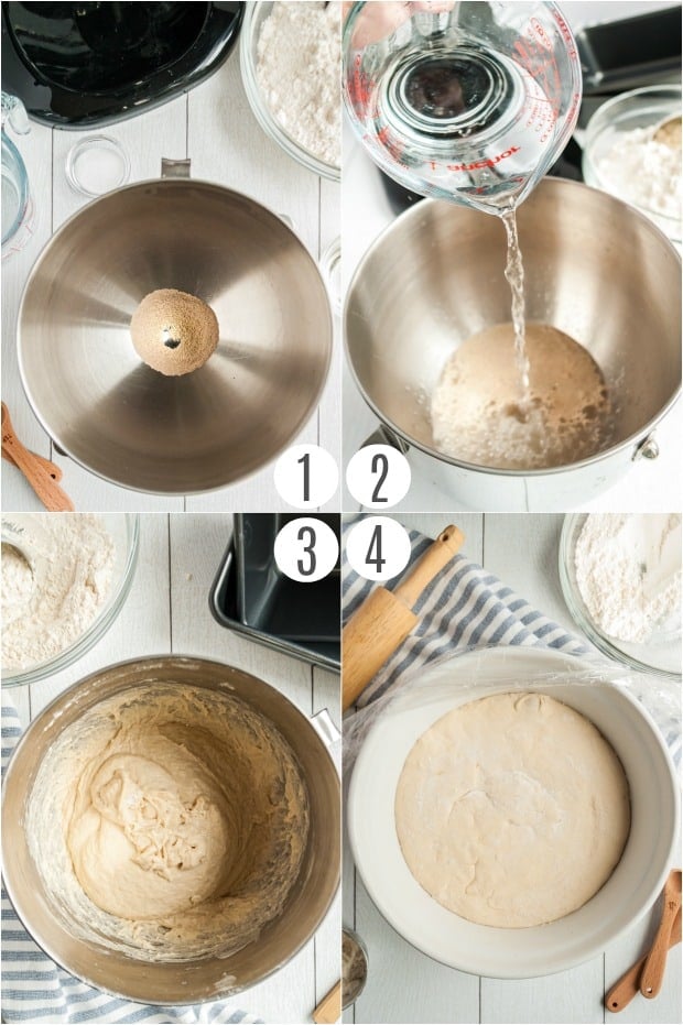 Step by step photos for making homemade bread dough.