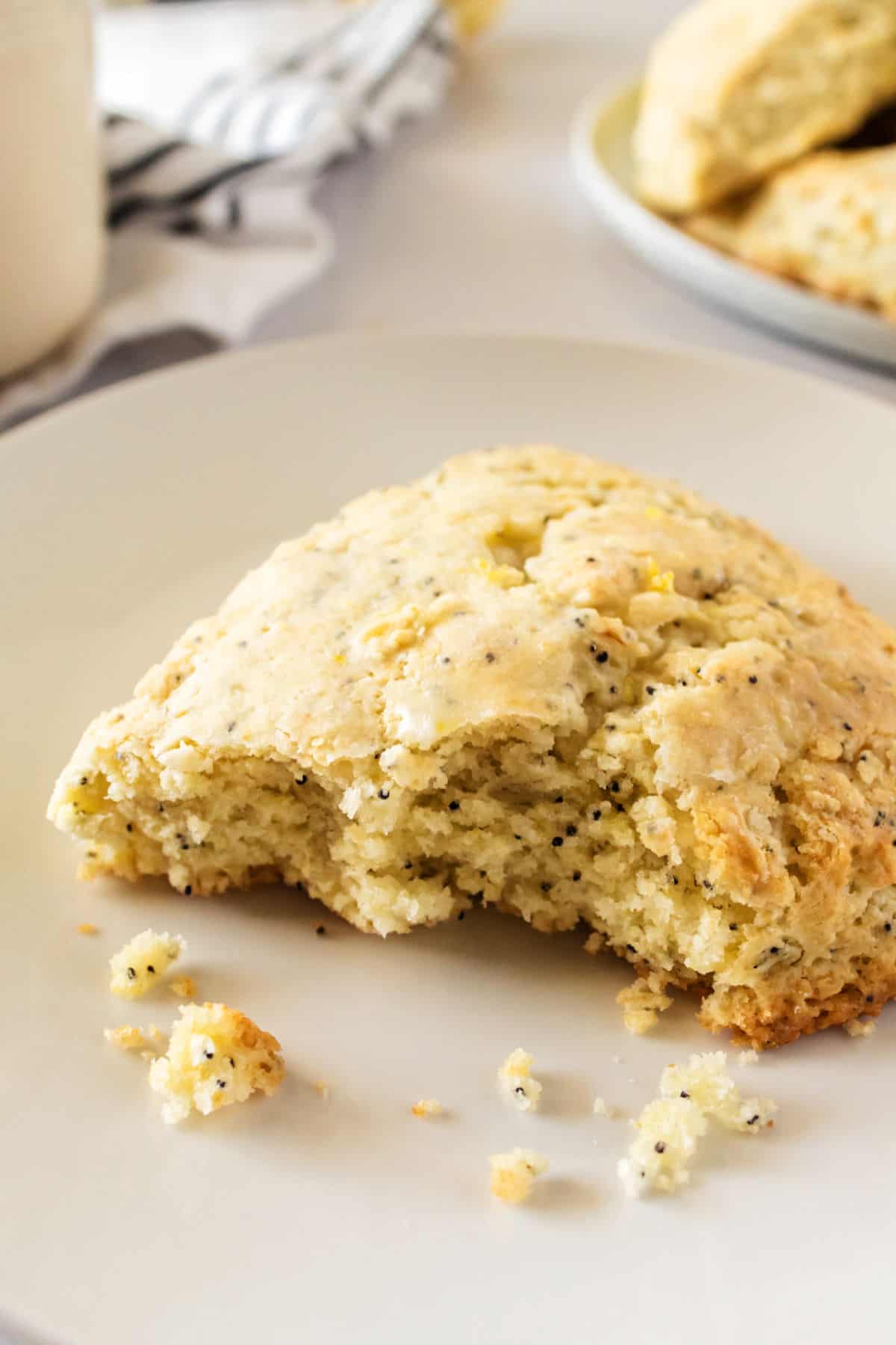 Lemon scone showing soft, moist texture.