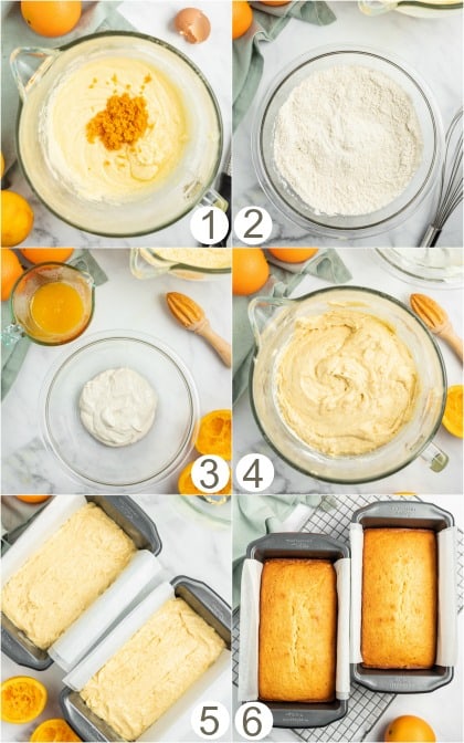 Step by step photos for how to make orange bread.