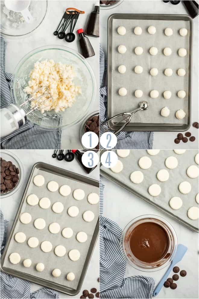 Step by step photos to make the peppermint patty filling.