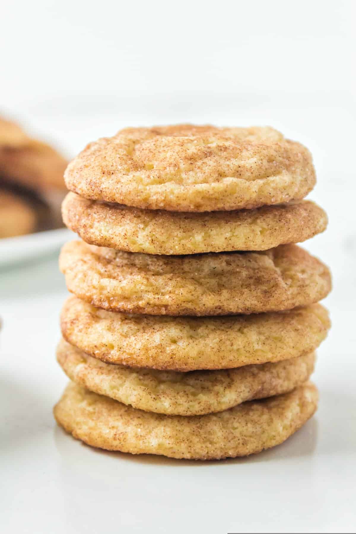 Stack of six snickerdoodle cookies.