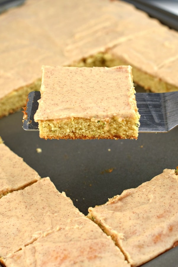 Cinnamon Frosted Zucchini Cake Bars Recipe Shugary Sweets