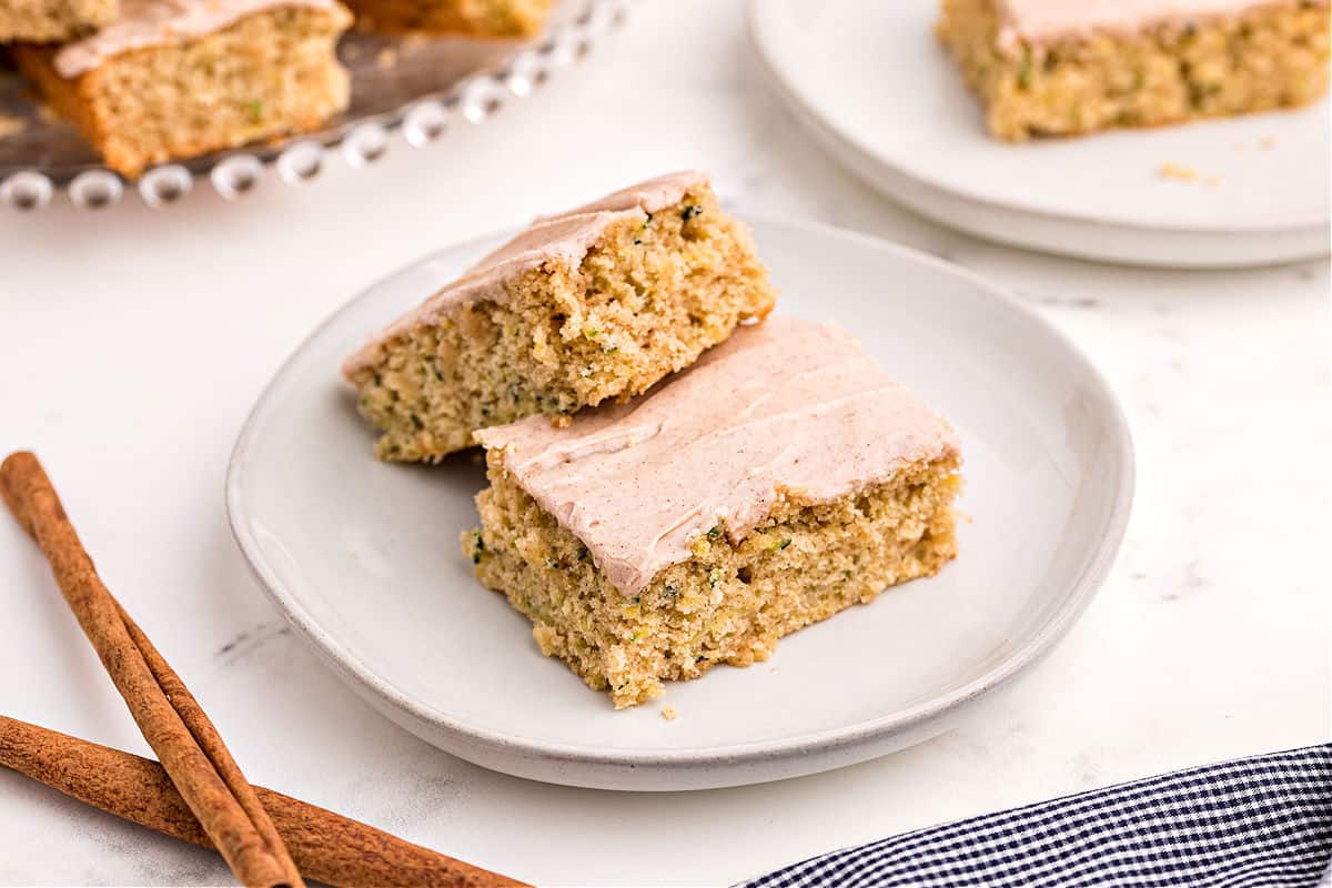 Zucchini Bars Recipe {Cinnamon Frosting} Shugary Sweets