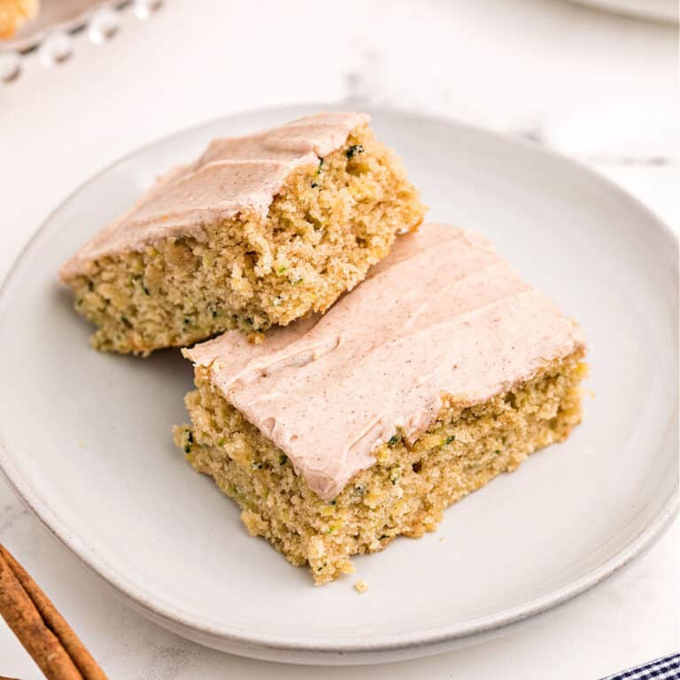 Zucchini Bars Recipe {Cinnamon Frosting} Shugary Sweets