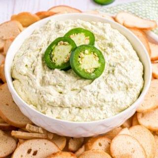 Cold and creamy with a kick, this Artichoke Jalapeno Dip packs a ton of flavor! Skip the store bought party dips and make your own in just minutes.