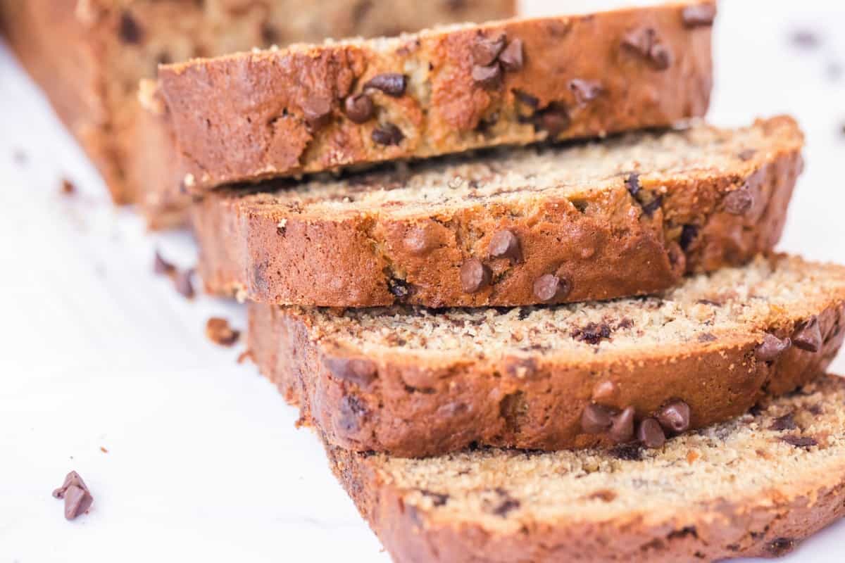 Chocolate Chip Banana bread slices.