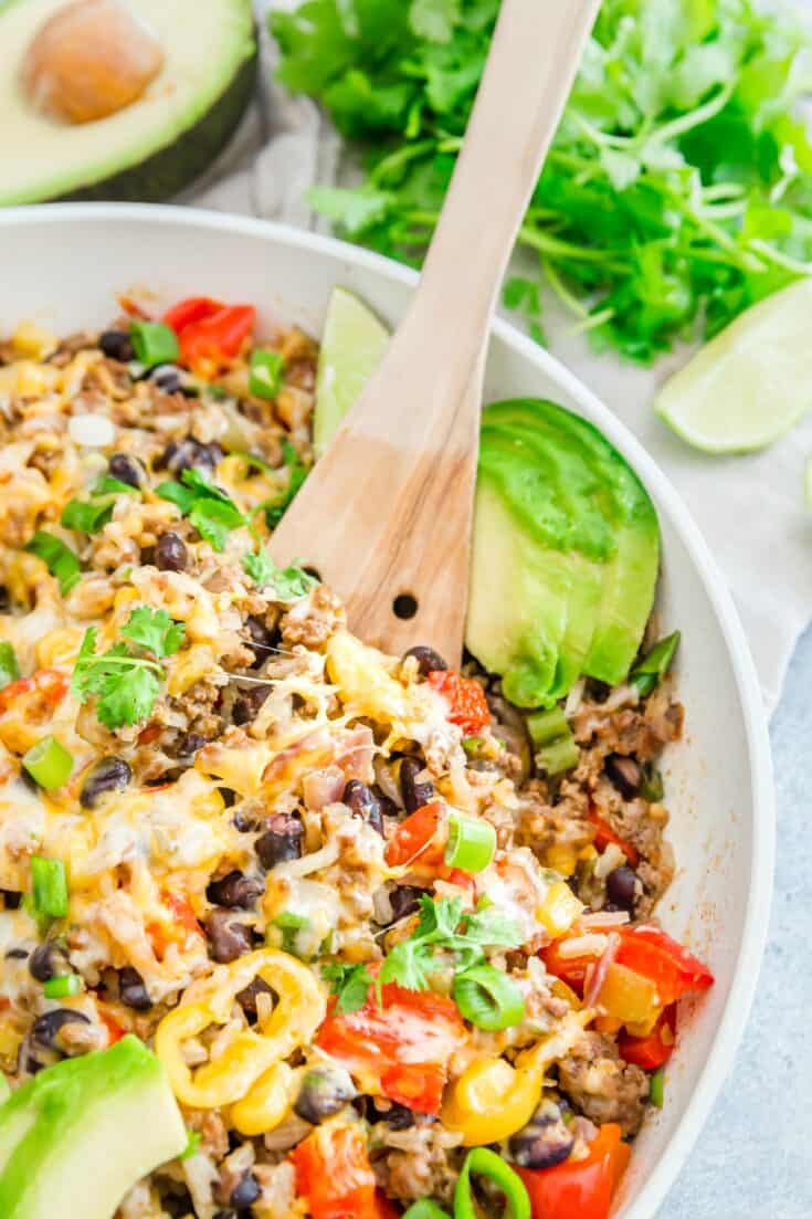 Easy Beef Taco Skillet Recipe One Pan Meal - Shugary Sweets