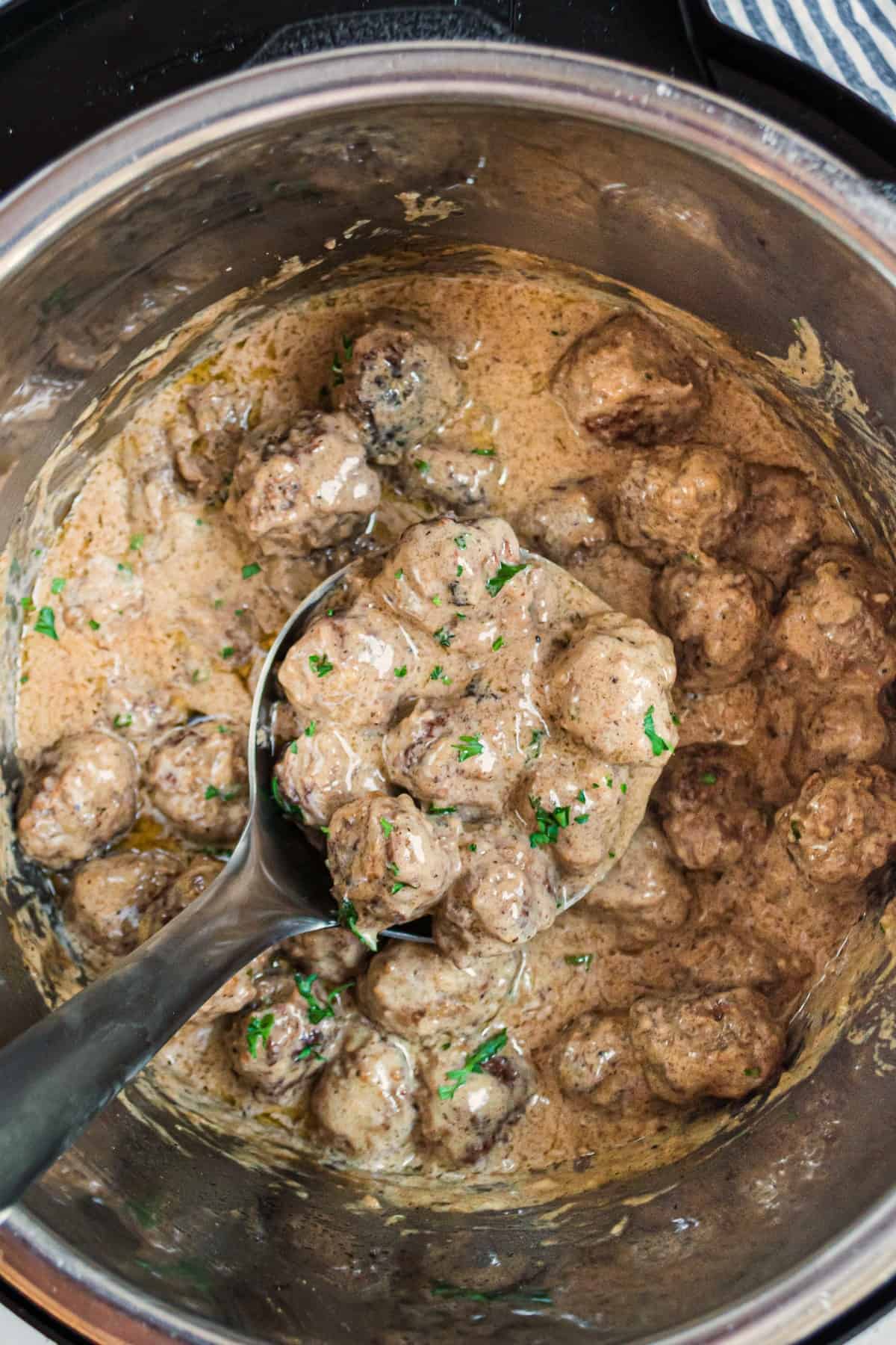 Swedish meatballs in sauce in the instant pot.