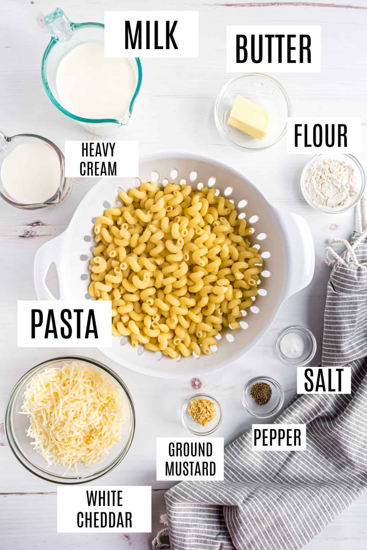Ingredients needed to make panera mac and cheese.