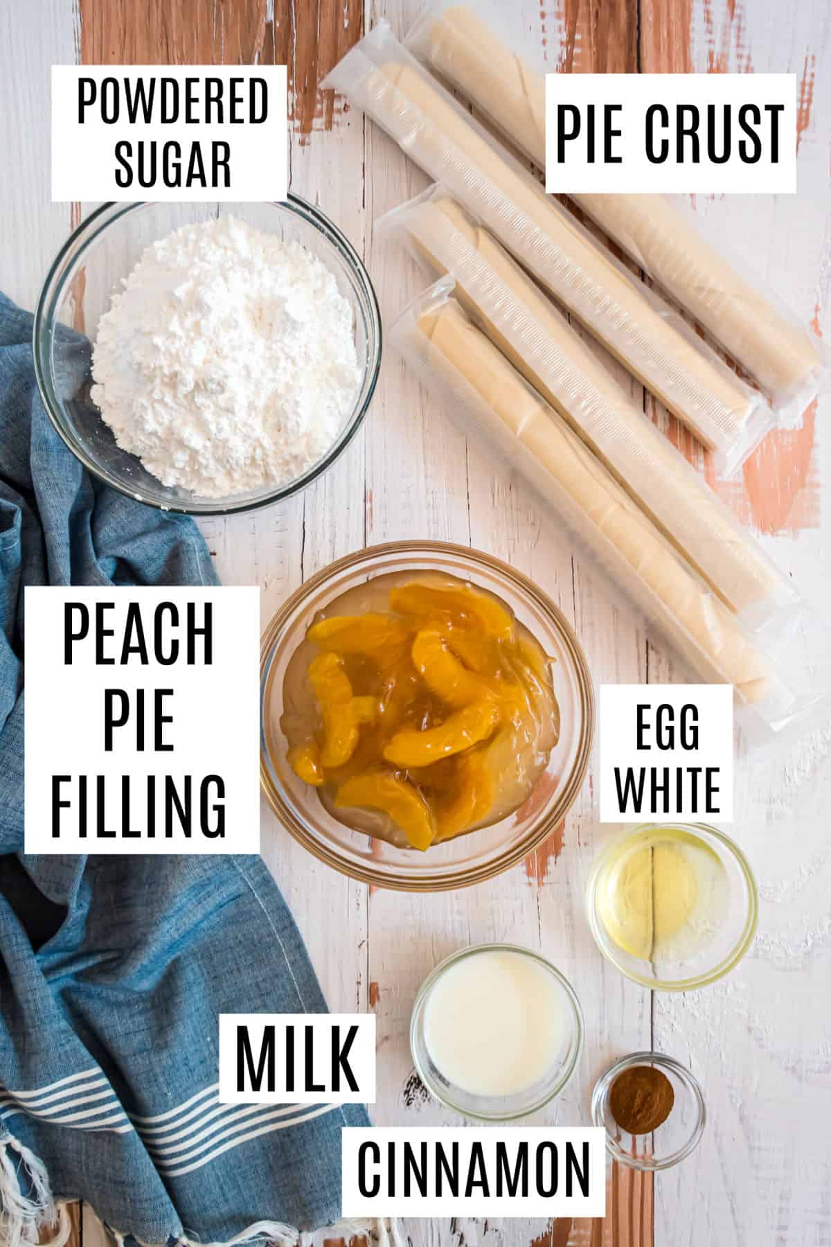 Ingredients needed to make peach hand pies.
