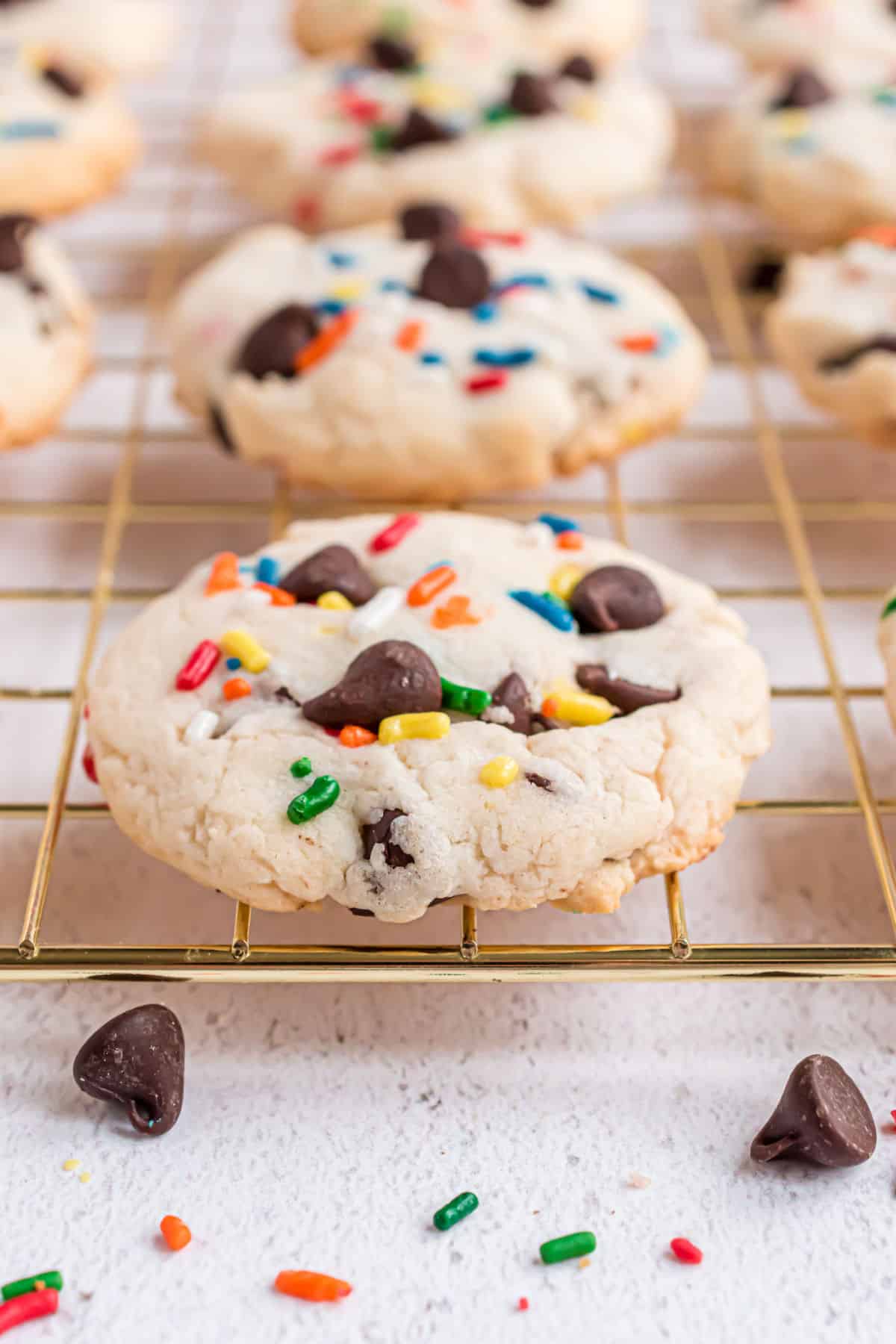 Cake mix cookies on a cooling rack.