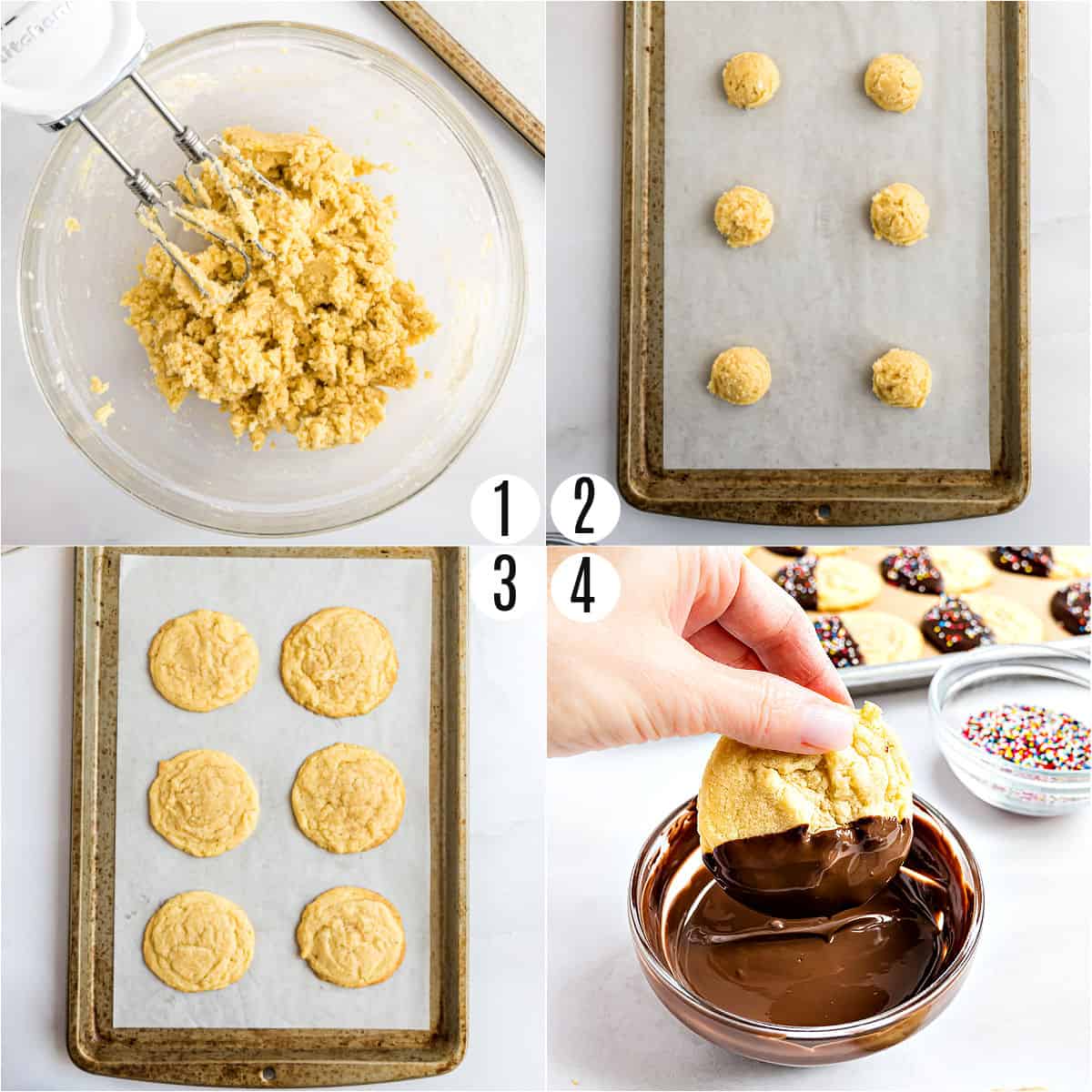 Step by step photos showing how to make butter cookies.