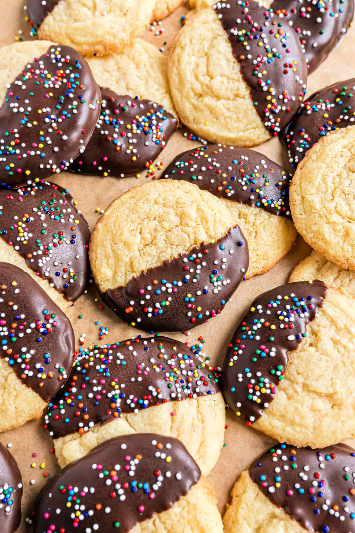 Butter cookies stacked on top of each other.