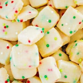 Shortbread cookie bites close up.