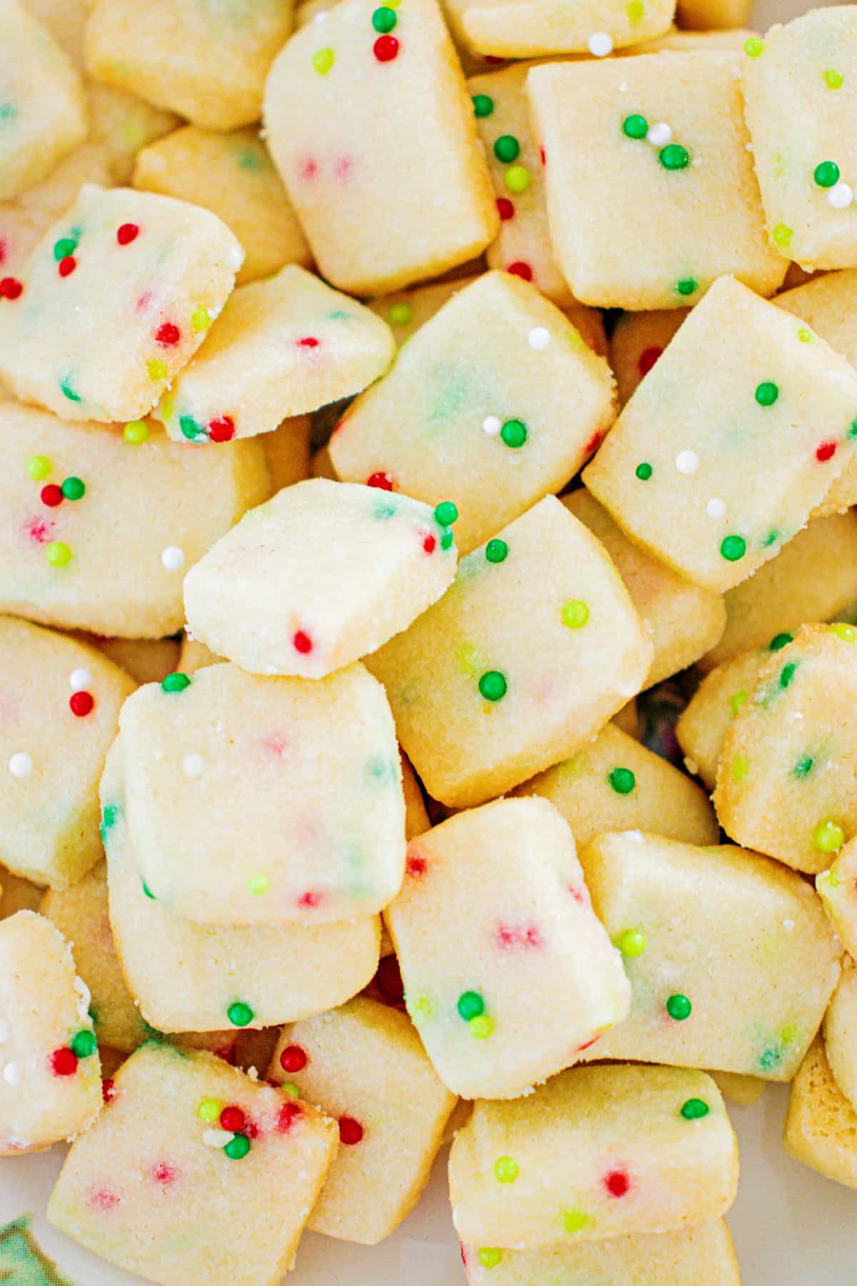 Shortbread cookie bites close up.