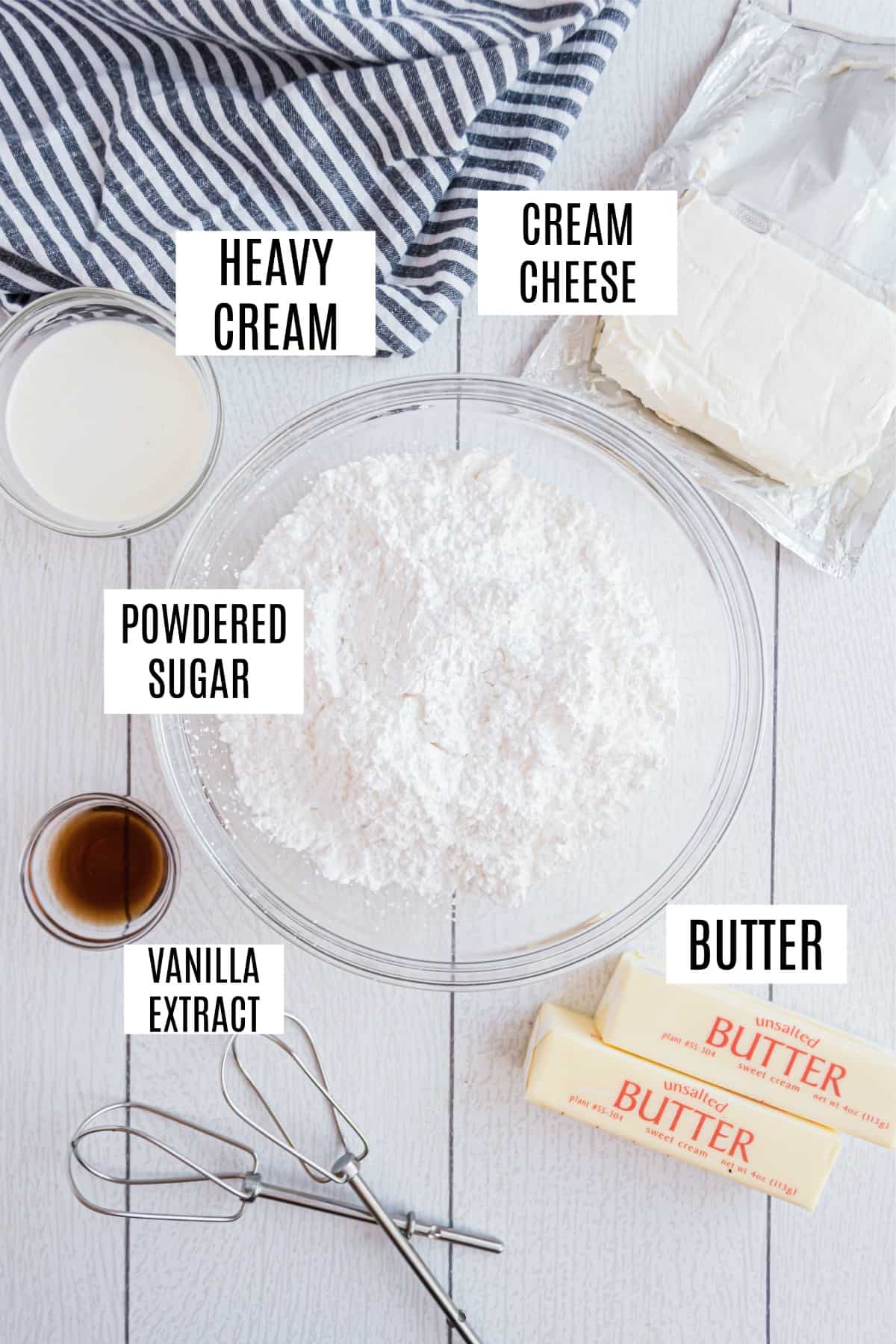 Only 5 ingredients needed to make cream cheese frosting from scratch.