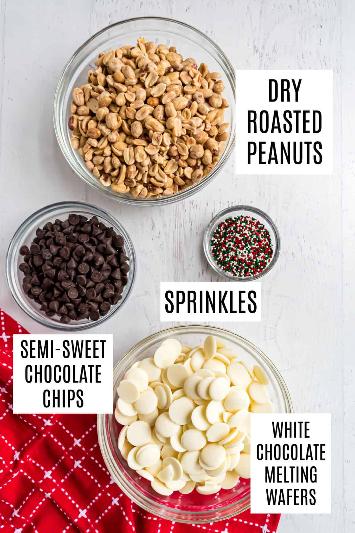 Ingredients needed to make candy in the crockpot.