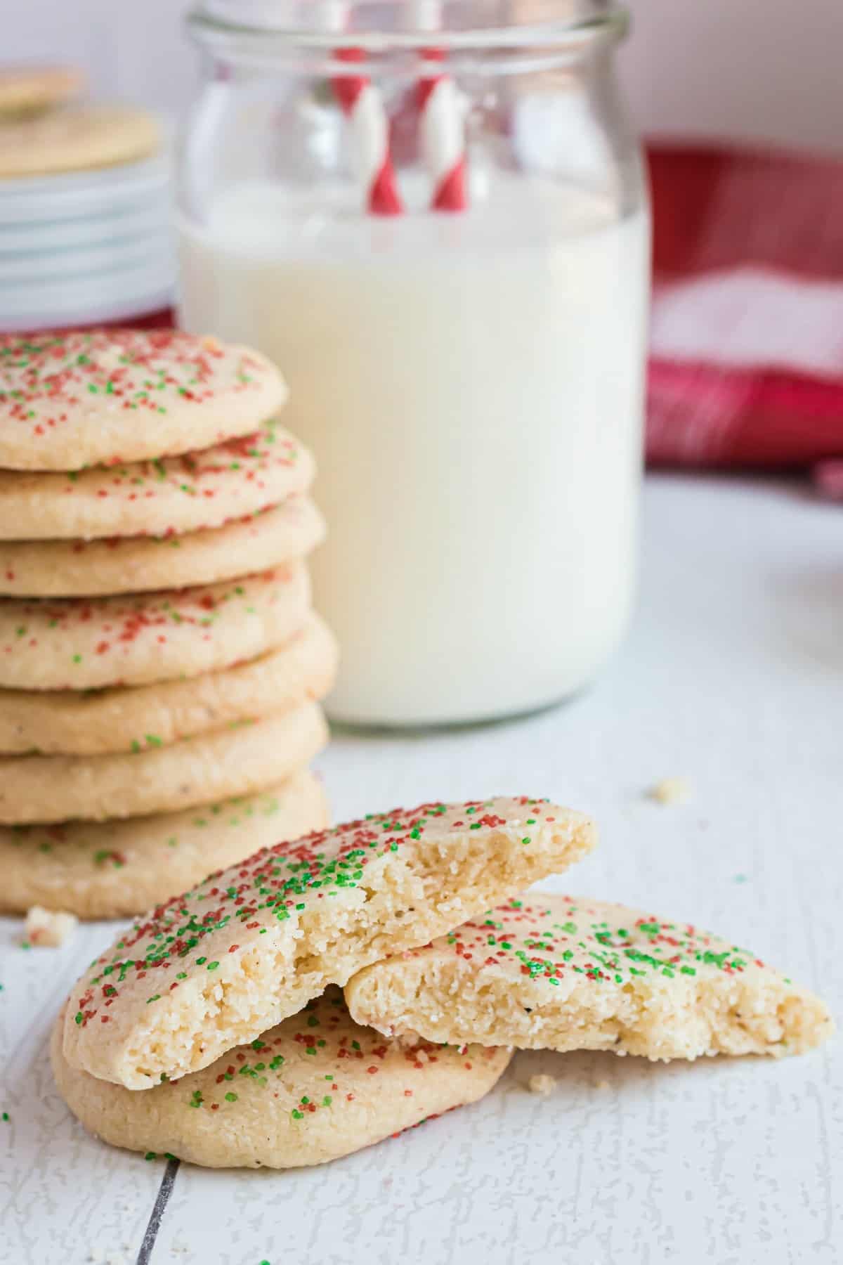 Stack of jingles cookies broken in half.