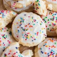 Plate with ricotta cookies stacked up.