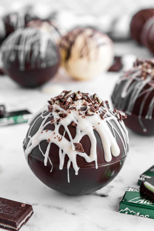 Andes mint chocolate hot cocoa bomb.