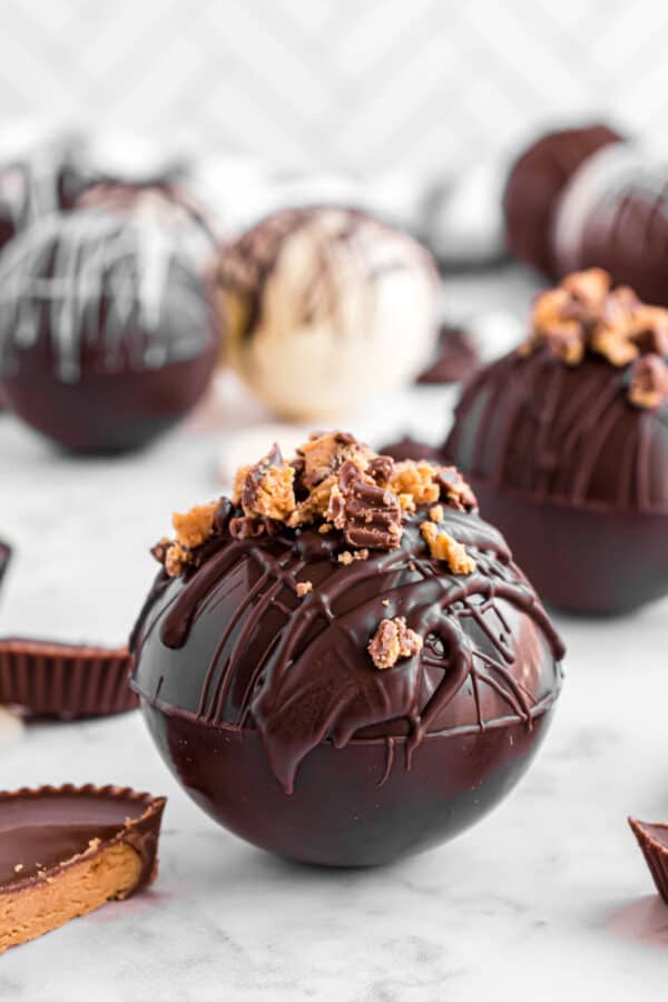 Peanut butter Reese's cup hot chocolate bomb.