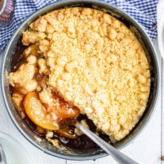 Peach Cobbler in a springform pan.