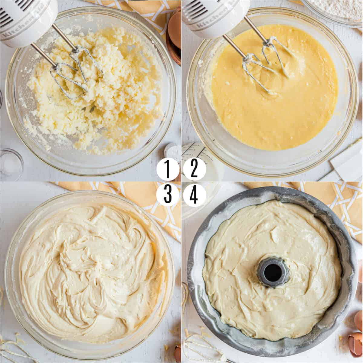 Step by step photos showing how to make kentucky butter cake.