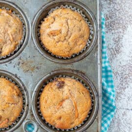 Morning glory muffins in a cupcake tin.