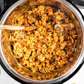 Pizza pasta made in the pressure cooker.