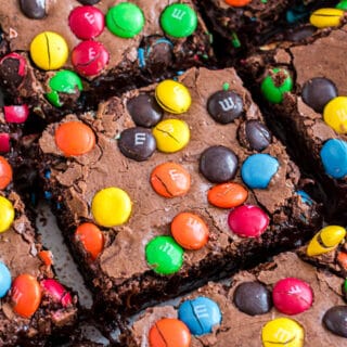 Thick and fudgy chocolate M&M's Brownies packed with candies and chocolate. Use your favorite version of M&M's for festive flavor twist.