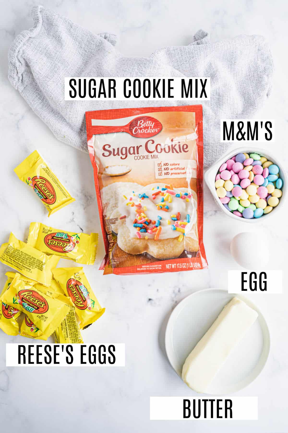 Ingredients needed to make a sugar cookie cake with only 5 ingredients.