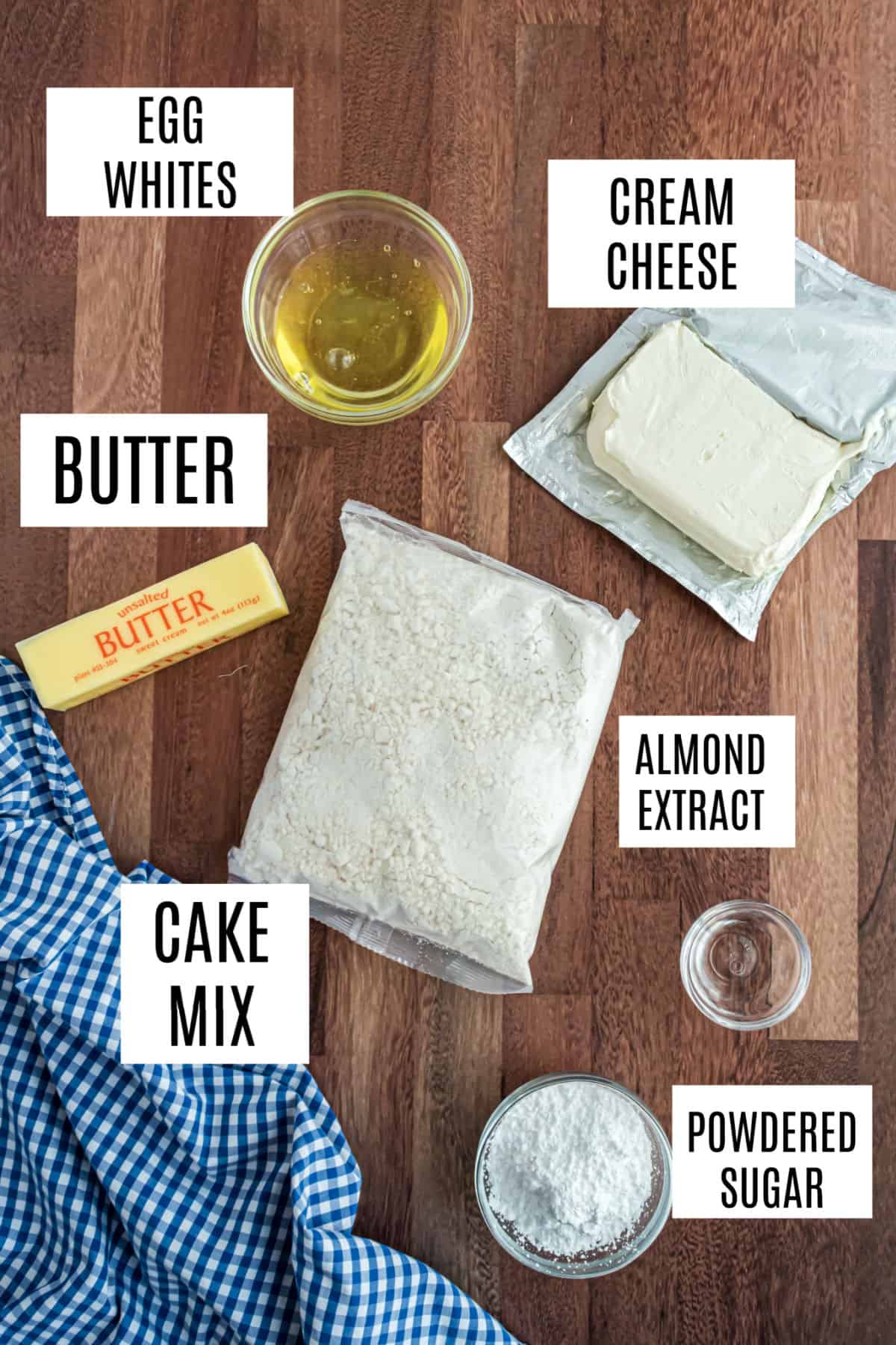 Ingredients needed for cheesecake cookie recipe.