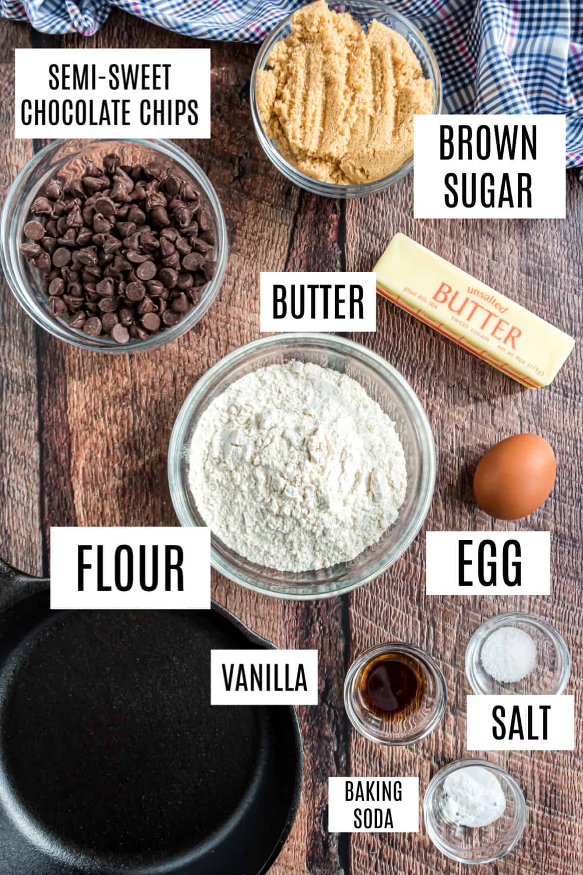 Ingredients needed to make pizookie.