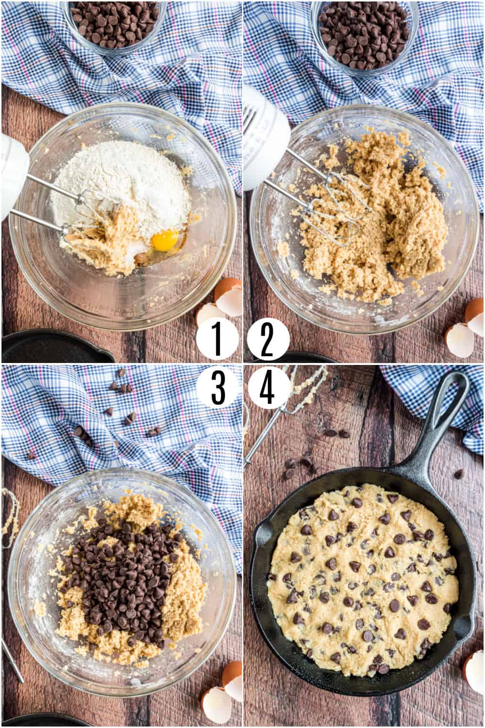 Step by step photos showing how to make a pizookie.